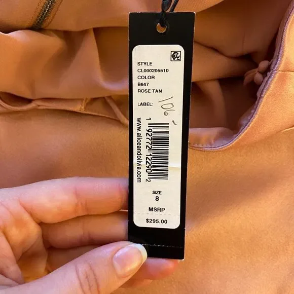 NWT Alice + Olivia Harmony Drapey Slip Satin Mini Dress with Cowl Neck - Size 8 - Picture 7 of 14